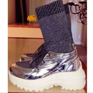 LF shimmer Sock high top sneakers